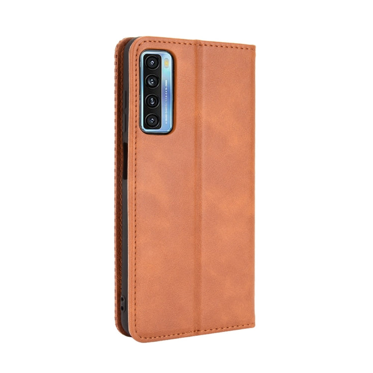 Magnetic Buckle Retro Crazy Horse Texture Horizontal Flip Leather Case with Holder & Card Slots & Photo Frame, For TCL 20 5G / 20S / 20L / 20L+