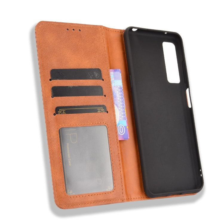 Magnetic Buckle Retro Crazy Horse Texture Horizontal Flip Leather Case with Holder & Card Slots & Photo Frame, For TCL 20 5G / 20S / 20L / 20L+