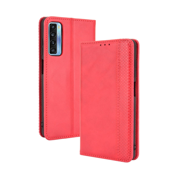 Magnetic Buckle Retro Crazy Horse Texture Horizontal Flip Leather Case with Holder & Card Slots & Photo Frame, For TCL 20 5G / 20S / 20L / 20L+