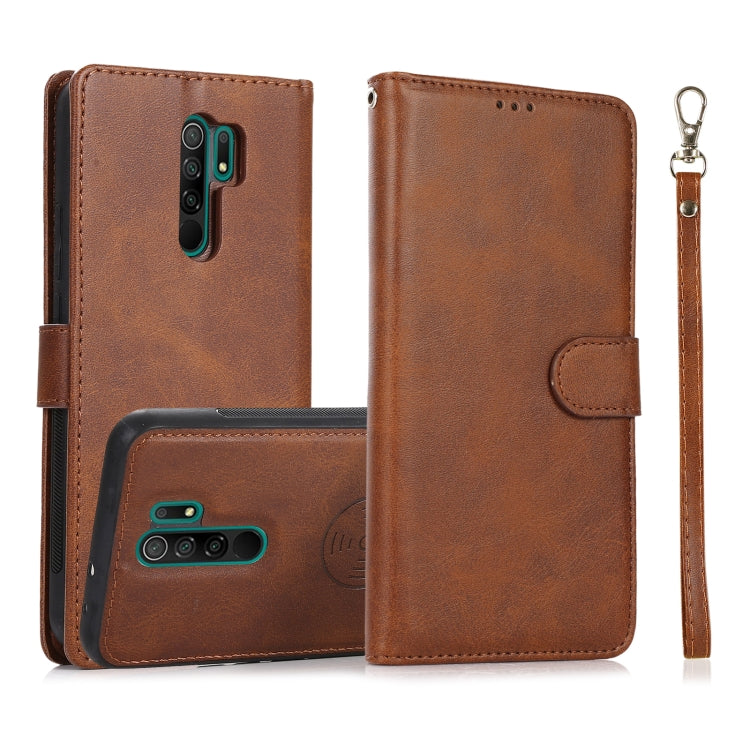 For Xiaomi Redmi 9 Calf Texture 2 in 1 Detachable Magnetic Back Cover Horizontal Flip Leather Case with Holder & Card Slots & Wallet & Photo Frame, For Xiaomi Redmi Note 8 Pro, For Xiaomi Redmi 9C, For Xiaomi Redmi 9A, For Xiaomi Redmi 9
