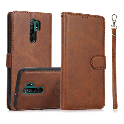 For Xiaomi Redmi 9 Calf Texture 2 in 1 Detachable Magnetic Back Cover Horizontal Flip Leather Case with Holder & Card Slots & Wallet & Photo Frame, For Xiaomi Redmi Note 8 Pro, For Xiaomi Redmi 9C, For Xiaomi Redmi 9A, For Xiaomi Redmi 9