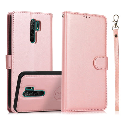 For Xiaomi Redmi 9 Calf Texture 2 in 1 Detachable Magnetic Back Cover Horizontal Flip Leather Case with Holder & Card Slots & Wallet & Photo Frame, For Xiaomi Redmi Note 8 Pro, For Xiaomi Redmi 9C, For Xiaomi Redmi 9A, For Xiaomi Redmi 9