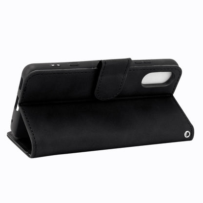 Solid Color Skin Feel Magnetic Buckle Horizontal Flip Calf Texture PU Leather Case with Holder & Card Slots & Wallet, For Sony Xperia Ace II