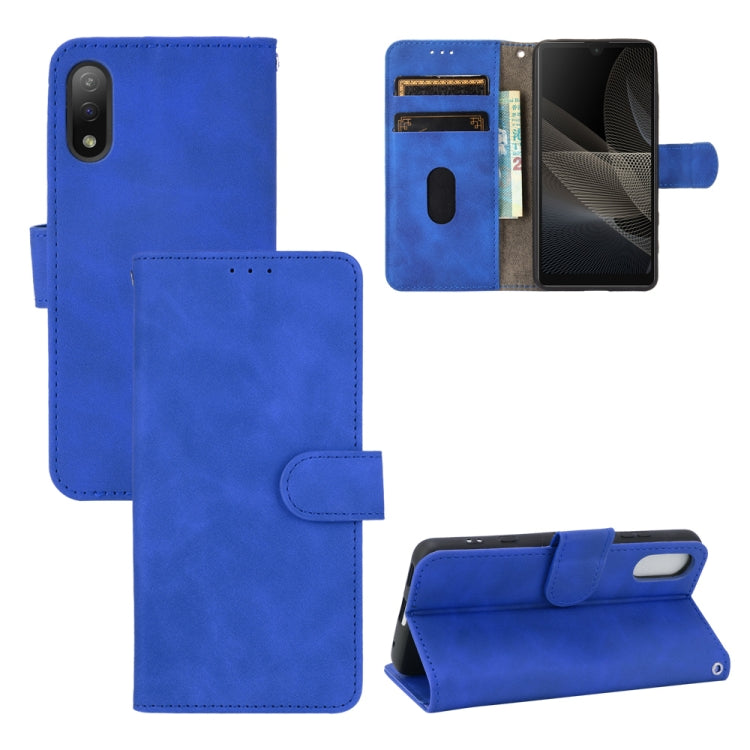 Solid Color Skin Feel Magnetic Buckle Horizontal Flip Calf Texture PU Leather Case with Holder & Card Slots & Wallet, For Sony Xperia Ace II
