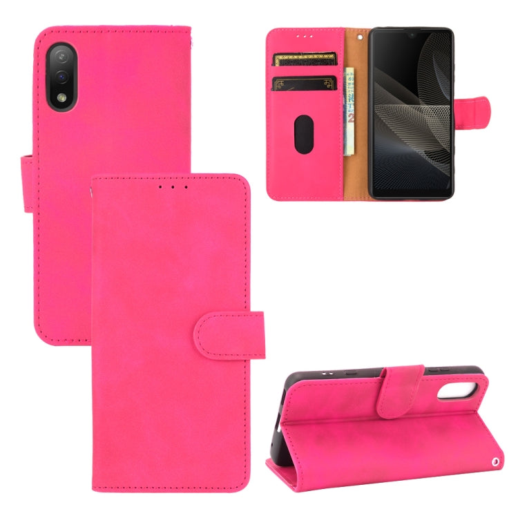 Solid Color Skin Feel Magnetic Buckle Horizontal Flip Calf Texture PU Leather Case with Holder & Card Slots & Wallet, For Sony Xperia Ace II