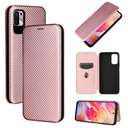 Carbon Fiber Texture Magnetic Horizontal Flip TPU + PC + PU Leather Case with Card Slot, For Xiaomi Poco M3 Pro 5G/4G
