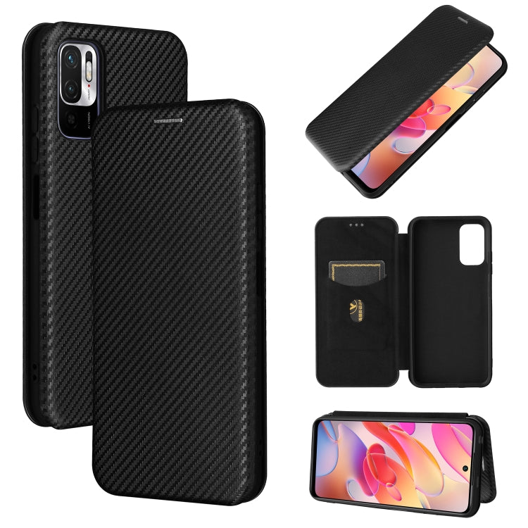 Carbon Fiber Texture Magnetic Horizontal Flip TPU + PC + PU Leather Case with Card Slot, For Xiaomi Poco M3 Pro 5G/4G