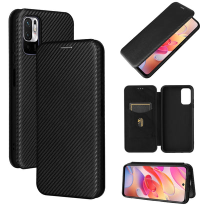 Carbon Fiber Texture Magnetic Horizontal Flip TPU + PC + PU Leather Case with Card Slot, For Xiaomi Poco M3 Pro 5G/4G