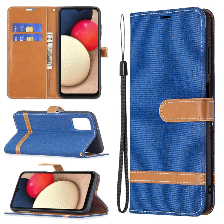 Color Matching Denim Texture Horizontal Flip Leather Case with Holder & Card Slots & Wallet & Lanyard, For Samsung Galaxy A03s 164mm