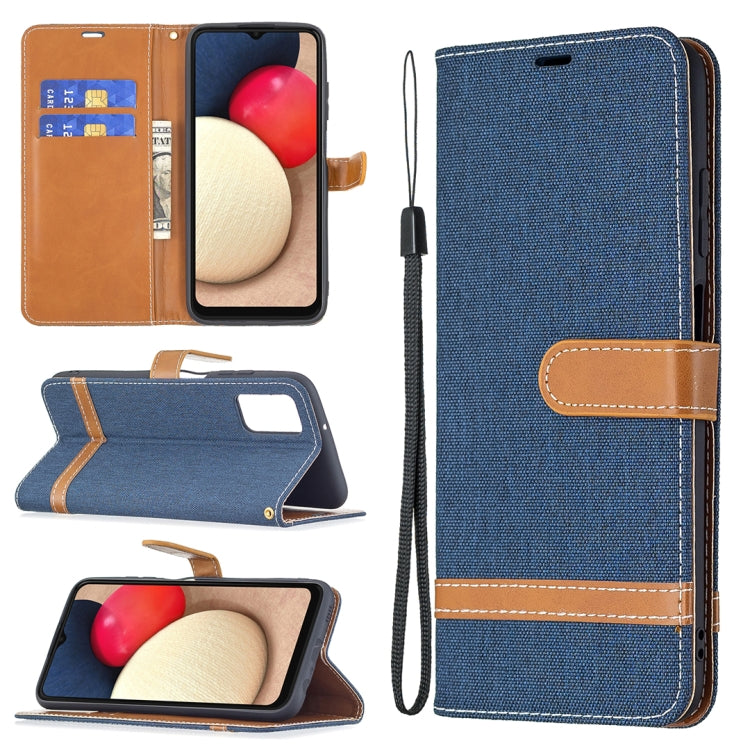 Color Matching Denim Texture Horizontal Flip Leather Case with Holder & Card Slots & Wallet & Lanyard, For Samsung Galaxy A03s 164mm