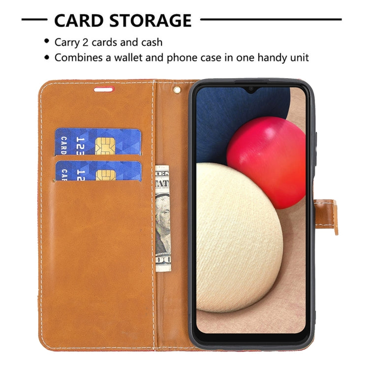 Color Matching Denim Texture Horizontal Flip Leather Case with Holder & Card Slots & Wallet & Lanyard, For Samsung Galaxy A03s 164mm