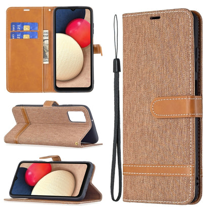 Color Matching Denim Texture Horizontal Flip Leather Case with Holder & Card Slots & Wallet & Lanyard, For Samsung Galaxy A03s 164mm