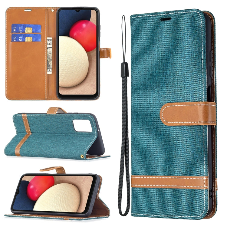 Color Matching Denim Texture Horizontal Flip Leather Case with Holder & Card Slots & Wallet & Lanyard, For Samsung Galaxy A03s 164mm
