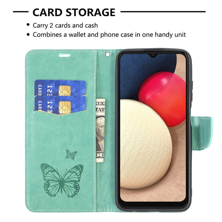 Embossing Two Butterflies Pattern Horizontal Flip PU Leather Case with Holder & Card Slot & Wallet & Lanyard, For Samsung Galaxy A03s 164mm, For Xiaomi Mi 11 Lite, For Xiaomi Poco M3 Pro / Redmi Note 10 5G