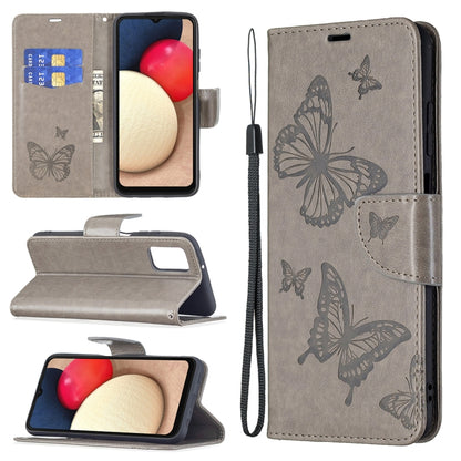 Embossing Two Butterflies Pattern Horizontal Flip PU Leather Case with Holder & Card Slot & Wallet & Lanyard, For Samsung Galaxy A03s 164mm, For Xiaomi Mi 11 Lite, For Xiaomi Poco M3 Pro / Redmi Note 10 5G