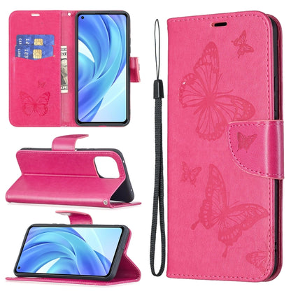 Embossing Two Butterflies Pattern Horizontal Flip PU Leather Case with Holder & Card Slot & Wallet & Lanyard, For Samsung Galaxy A03s 164mm, For Xiaomi Mi 11 Lite, For Xiaomi Poco M3 Pro / Redmi Note 10 5G