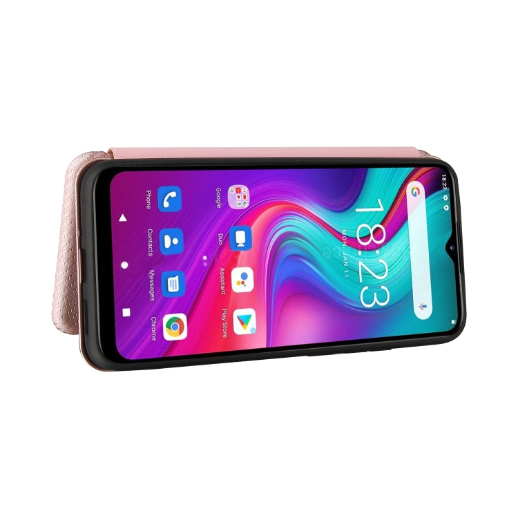 Carbon Fiber Texture Magnetic Horizontal Flip TPU + PC + PU Leather Case with Card Slot, For Doogee X96 Pro