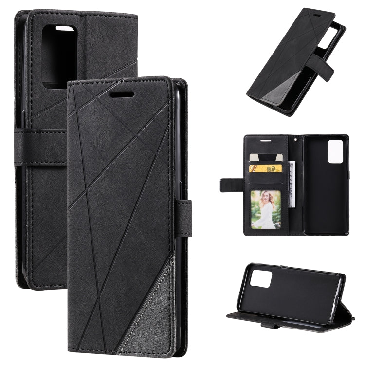 Skin Feel Splicing Horizontal Flip Leather Case with Holder & Card Slots & Wallet & Photo Frame, For OPPO A74 4G / F19, For OPPO A94 4G / F19 Pro, For OPPO Realme V13 5G, For OPPO Realme 8 4G