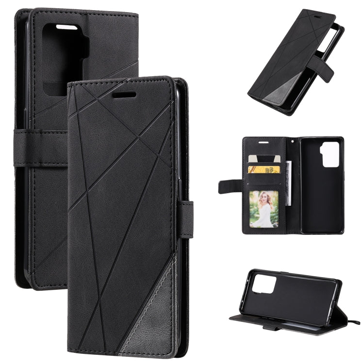 Skin Feel Splicing Horizontal Flip Leather Case with Holder & Card Slots & Wallet & Photo Frame, For OPPO A74 4G / F19, For OPPO A94 4G / F19 Pro, For OPPO Realme V13 5G, For OPPO Realme 8 4G
