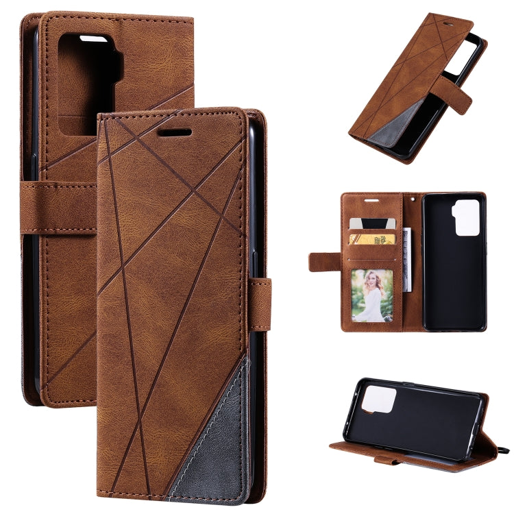 Skin Feel Splicing Horizontal Flip Leather Case with Holder & Card Slots & Wallet & Photo Frame, For OPPO A74 4G / F19, For OPPO A94 4G / F19 Pro, For OPPO Realme V13 5G, For OPPO Realme 8 4G