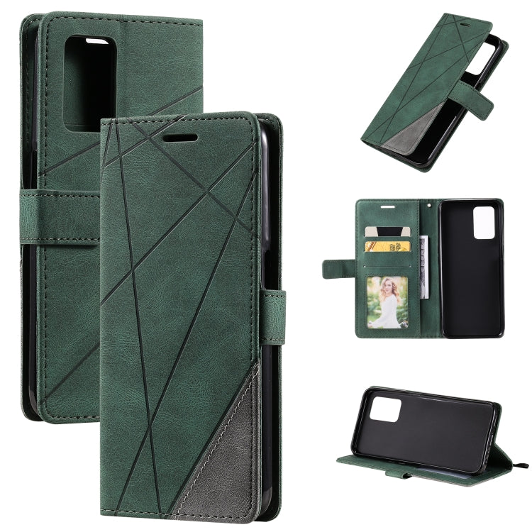 Skin Feel Splicing Horizontal Flip Leather Case with Holder & Card Slots & Wallet & Photo Frame, For OPPO A74 4G / F19, For OPPO A94 4G / F19 Pro, For OPPO Realme V13 5G, For OPPO Realme 8 4G