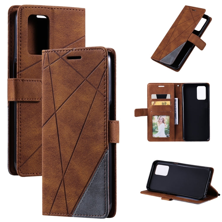 Skin Feel Splicing Horizontal Flip Leather Case with Holder & Card Slots & Wallet & Photo Frame, For OPPO A74 4G / F19, For OPPO A94 4G / F19 Pro, For OPPO Realme V13 5G, For OPPO Realme 8 4G
