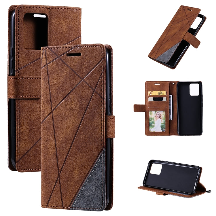 Skin Feel Splicing Horizontal Flip Leather Case with Holder & Card Slots & Wallet & Photo Frame, For OPPO A74 4G / F19, For OPPO A94 4G / F19 Pro, For OPPO Realme V13 5G, For OPPO Realme 8 4G