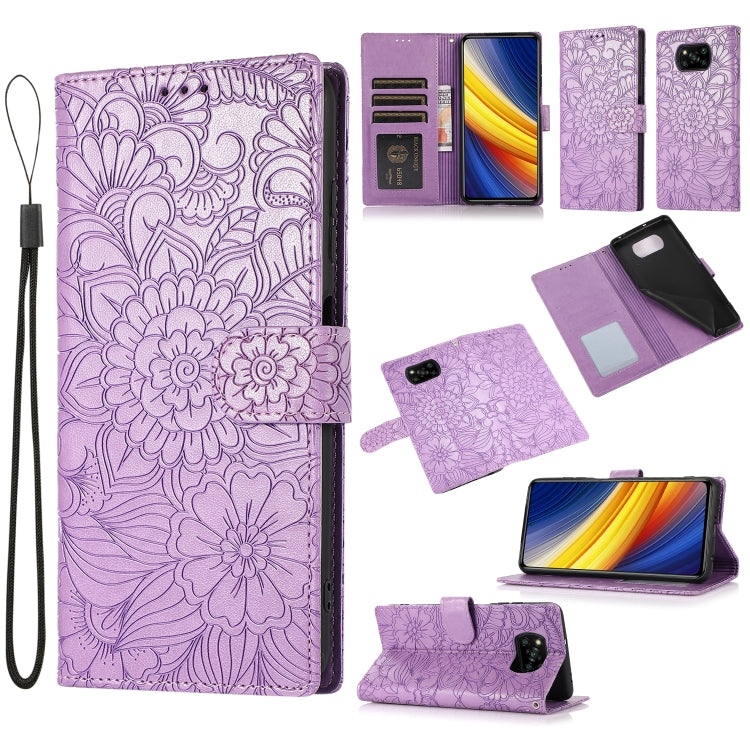 Skin Feel Embossed Sunflower Horizontal Flip Leather Case with Holder & Card Slots & Wallet & Lanyard, For Xiaomi POCO X3 NFC / X3 Pro / X3, For Xiaomi Redmi K40 / K40 Pro / Poco F3, For Xiaomi Mi 10T Lite 5G, For Xiaomi Mi 11