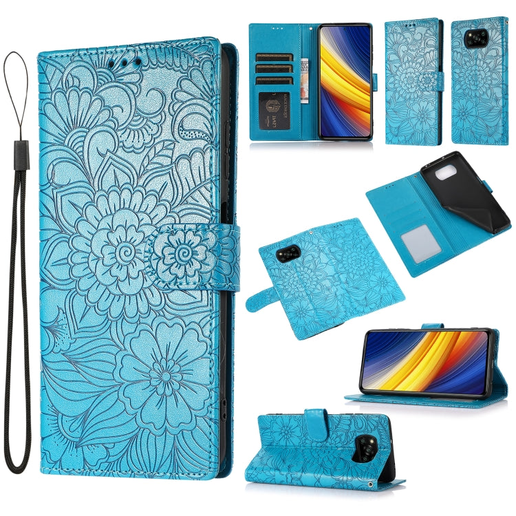 Skin Feel Embossed Sunflower Horizontal Flip Leather Case with Holder & Card Slots & Wallet & Lanyard, For Xiaomi POCO X3 NFC / X3 Pro / X3, For Xiaomi Redmi K40 / K40 Pro / Poco F3, For Xiaomi Mi 10T Lite 5G, For Xiaomi Mi 11