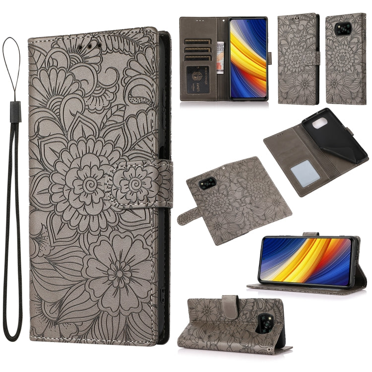 Skin Feel Embossed Sunflower Horizontal Flip Leather Case with Holder & Card Slots & Wallet & Lanyard, For Xiaomi POCO X3 NFC / X3 Pro / X3, For Xiaomi Redmi K40 / K40 Pro / Poco F3, For Xiaomi Mi 10T Lite 5G, For Xiaomi Mi 11