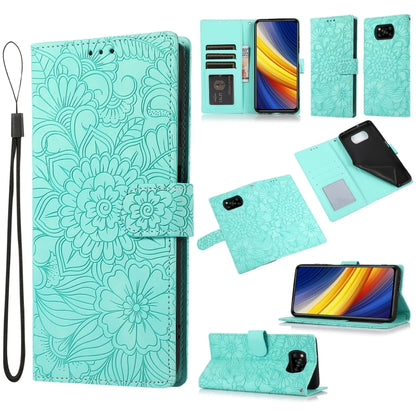 Skin Feel Embossed Sunflower Horizontal Flip Leather Case with Holder & Card Slots & Wallet & Lanyard, For Xiaomi POCO X3 NFC / X3 Pro / X3, For Xiaomi Redmi K40 / K40 Pro / Poco F3, For Xiaomi Mi 10T Lite 5G, For Xiaomi Mi 11
