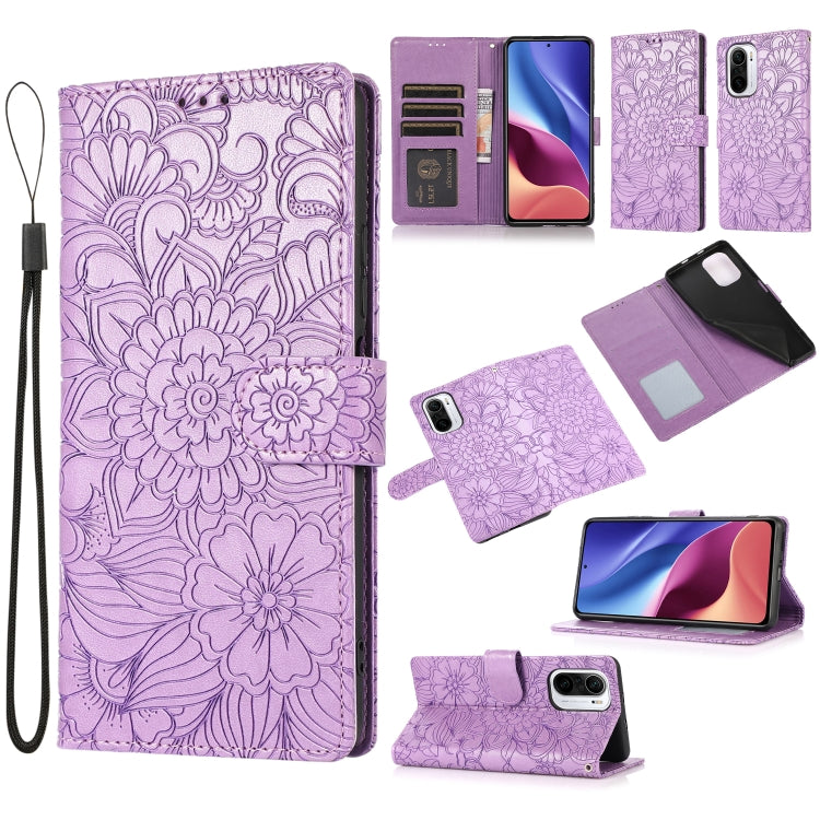 Skin Feel Embossed Sunflower Horizontal Flip Leather Case with Holder & Card Slots & Wallet & Lanyard, For Xiaomi POCO X3 NFC / X3 Pro / X3, For Xiaomi Redmi K40 / K40 Pro / Poco F3, For Xiaomi Mi 10T Lite 5G, For Xiaomi Mi 11
