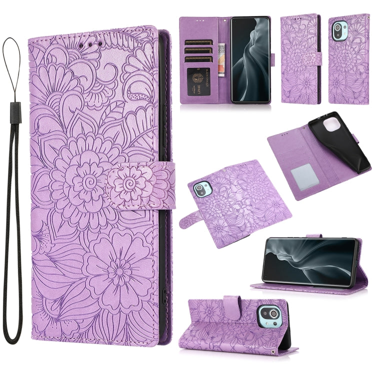 Skin Feel Embossed Sunflower Horizontal Flip Leather Case with Holder & Card Slots & Wallet & Lanyard, For Xiaomi POCO X3 NFC / X3 Pro / X3, For Xiaomi Redmi K40 / K40 Pro / Poco F3, For Xiaomi Mi 10T Lite 5G, For Xiaomi Mi 11