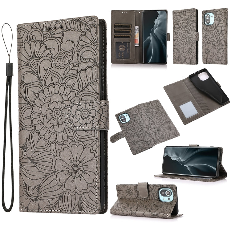 Skin Feel Embossed Sunflower Horizontal Flip Leather Case with Holder & Card Slots & Wallet & Lanyard, For Xiaomi POCO X3 NFC / X3 Pro / X3, For Xiaomi Redmi K40 / K40 Pro / Poco F3, For Xiaomi Mi 10T Lite 5G, For Xiaomi Mi 11