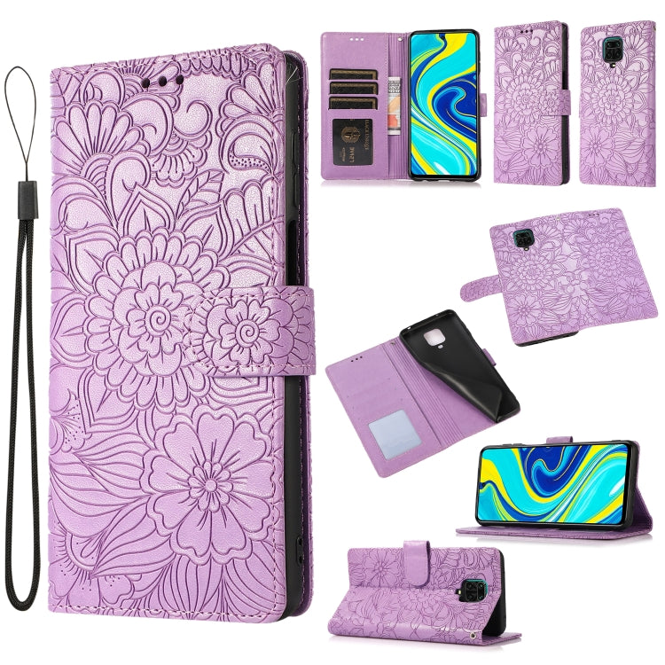 Skin Feel Embossed Sunflower Horizontal Flip Leather Case with Holder & Card Slots & Wallet & Lanyard, For Xiaomi Redmi Note 9 Pro, For Xiaomi Mi CC9, For Xiaomi Redmi 8A, For Xiaomi Redmi Note 7