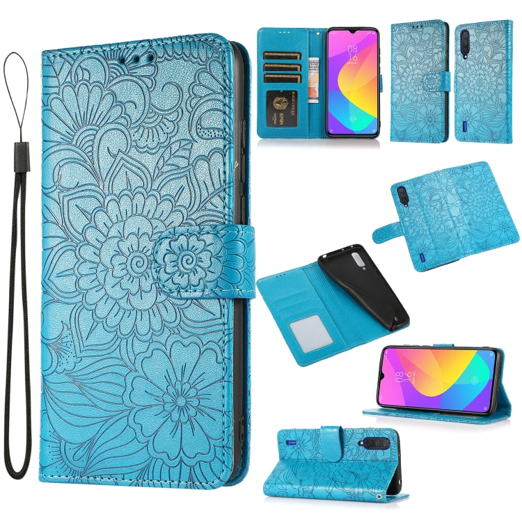 Skin Feel Embossed Sunflower Horizontal Flip Leather Case with Holder & Card Slots & Wallet & Lanyard, For Xiaomi Redmi Note 9 Pro, For Xiaomi Mi CC9, For Xiaomi Redmi 8A, For Xiaomi Redmi Note 7