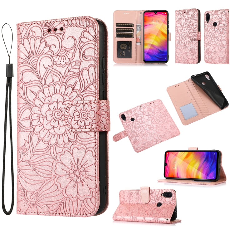 Skin Feel Embossed Sunflower Horizontal Flip Leather Case with Holder & Card Slots & Wallet & Lanyard, For Xiaomi Redmi Note 9 Pro, For Xiaomi Mi CC9, For Xiaomi Redmi 8A, For Xiaomi Redmi Note 7