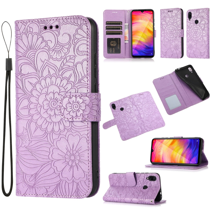 Skin Feel Embossed Sunflower Horizontal Flip Leather Case with Holder & Card Slots & Wallet & Lanyard, For Xiaomi Redmi Note 9 Pro, For Xiaomi Mi CC9, For Xiaomi Redmi 8A, For Xiaomi Redmi Note 7