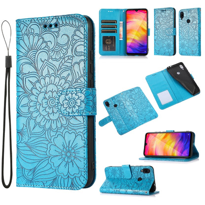 Skin Feel Embossed Sunflower Horizontal Flip Leather Case with Holder & Card Slots & Wallet & Lanyard, For Xiaomi Redmi Note 9 Pro, For Xiaomi Mi CC9, For Xiaomi Redmi 8A, For Xiaomi Redmi Note 7