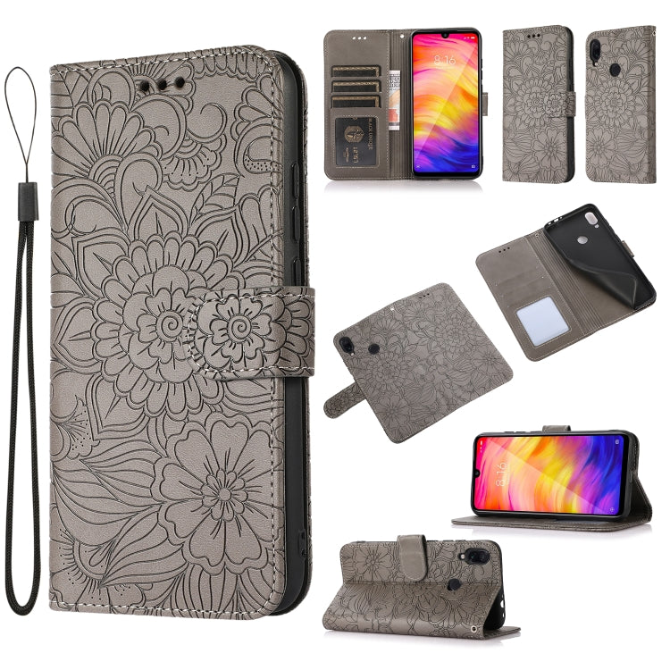 Skin Feel Embossed Sunflower Horizontal Flip Leather Case with Holder & Card Slots & Wallet & Lanyard, For Xiaomi Redmi Note 9 Pro, For Xiaomi Mi CC9, For Xiaomi Redmi 8A, For Xiaomi Redmi Note 7