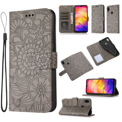 Skin Feel Embossed Sunflower Horizontal Flip Leather Case with Holder & Card Slots & Wallet & Lanyard, For Xiaomi Redmi Note 9 Pro, For Xiaomi Mi CC9, For Xiaomi Redmi 8A, For Xiaomi Redmi Note 7