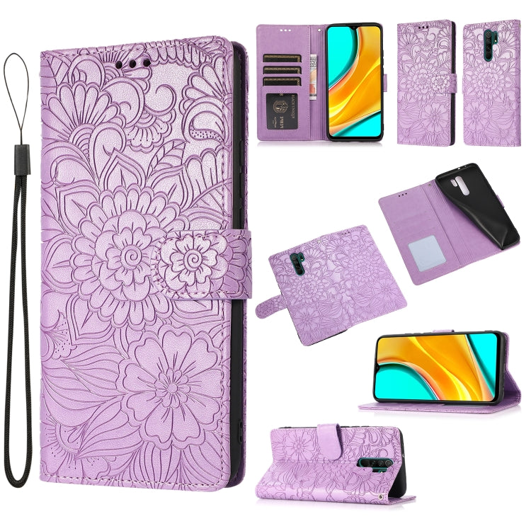 Skin Feel Embossed Sunflower Horizontal Flip Leather Case with Holder & Card Slots & Wallet & Lanyard, For Xiaomi Redmi 9, For Xiaomi Redmi 10X 5G, For Xiaomi Redmi K30 Pro, For Xiaomi Mi CC9 Pro