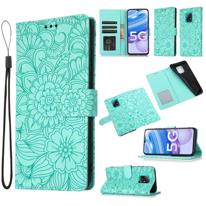 Skin Feel Embossed Sunflower Horizontal Flip Leather Case with Holder & Card Slots & Wallet & Lanyard, For Xiaomi Redmi 9, For Xiaomi Redmi 10X 5G, For Xiaomi Redmi K30 Pro, For Xiaomi Mi CC9 Pro