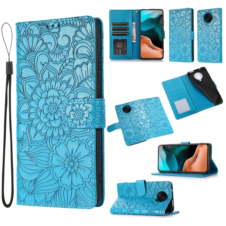 Skin Feel Embossed Sunflower Horizontal Flip Leather Case with Holder & Card Slots & Wallet & Lanyard, For Xiaomi Redmi 9, For Xiaomi Redmi 10X 5G, For Xiaomi Redmi K30 Pro, For Xiaomi Mi CC9 Pro