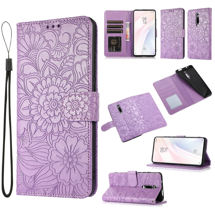 Skin Feel Embossed Sunflower Horizontal Flip Leather Case with Holder & Card Slots & Wallet & Lanyard, For Xiaomi Redmi K20, For Xiaomi Redmi 8, For Xiaomi Redmi 7A