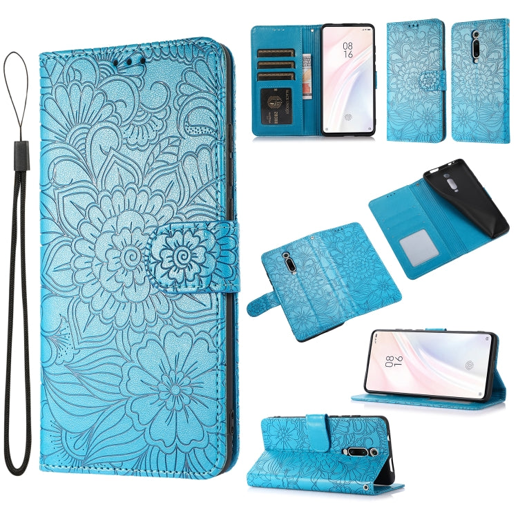 Skin Feel Embossed Sunflower Horizontal Flip Leather Case with Holder & Card Slots & Wallet & Lanyard, For Xiaomi Redmi K20, For Xiaomi Redmi 8, For Xiaomi Redmi 7A