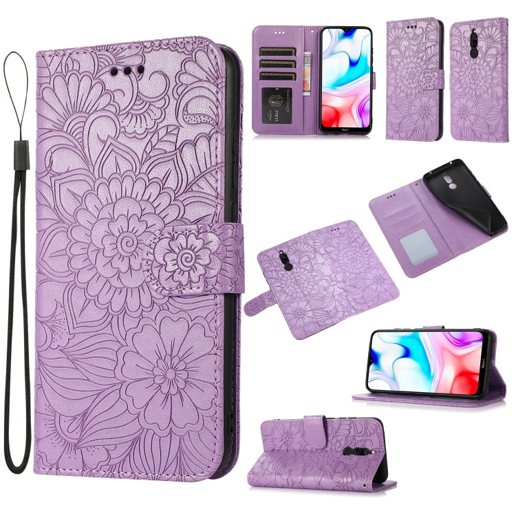 Skin Feel Embossed Sunflower Horizontal Flip Leather Case with Holder & Card Slots & Wallet & Lanyard, For Xiaomi Redmi K20, For Xiaomi Redmi 8, For Xiaomi Redmi 7A