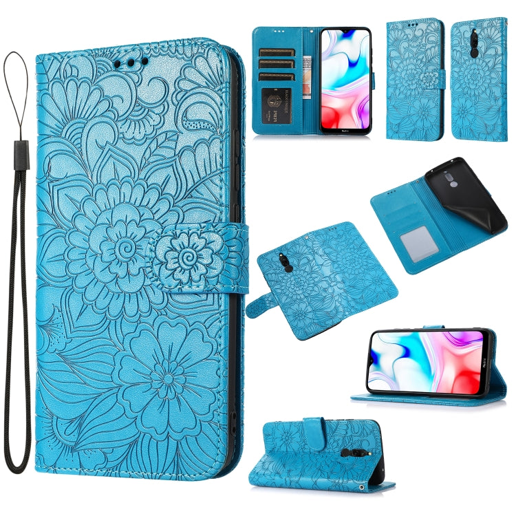 Skin Feel Embossed Sunflower Horizontal Flip Leather Case with Holder & Card Slots & Wallet & Lanyard, For Xiaomi Redmi K20, For Xiaomi Redmi 8, For Xiaomi Redmi 7A