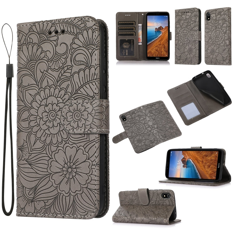 Skin Feel Embossed Sunflower Horizontal Flip Leather Case with Holder & Card Slots & Wallet & Lanyard, For Xiaomi Redmi K20, For Xiaomi Redmi 8, For Xiaomi Redmi 7A