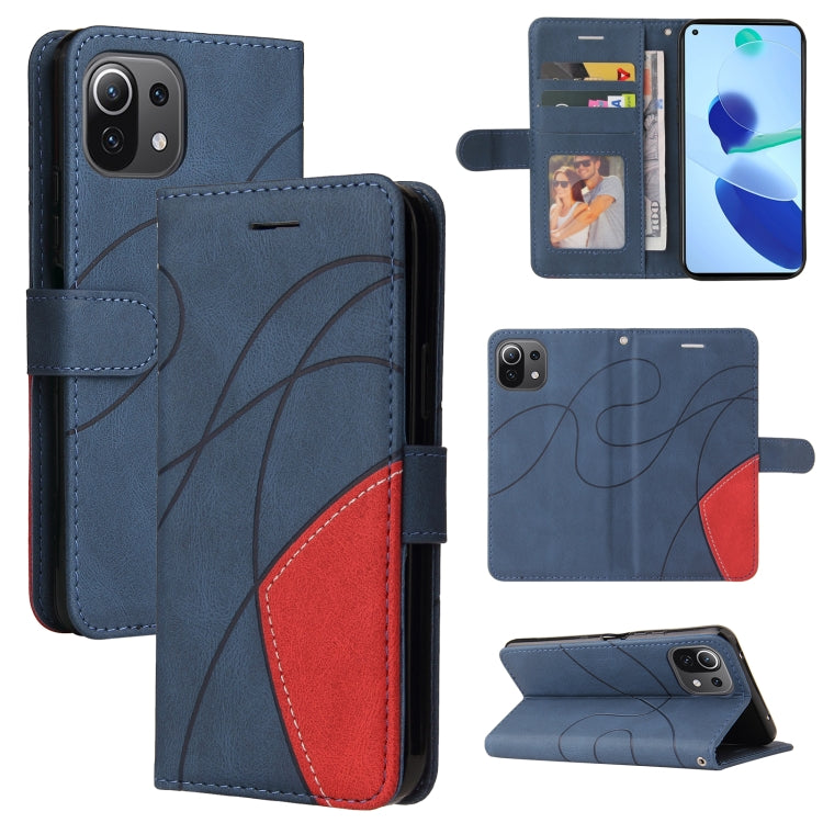 Dual-color Splicing Horizontal Flip PU Leather Case with Holder & Card Slots & Wallet, For Xiaomi Mi 11 Lite